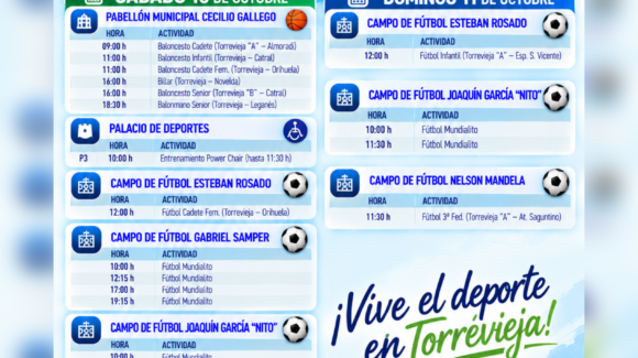 📅 AGENDA DEPORTIVA | FIN DE SEMANA EN TORREVIEJA